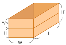 H’= W / 2 + H = 215mm以上